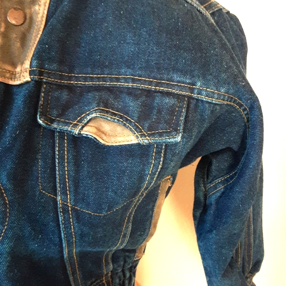 Tomorrow's Generation Vintage Jean Jacket with Leather Trim - Picture 2 of 7